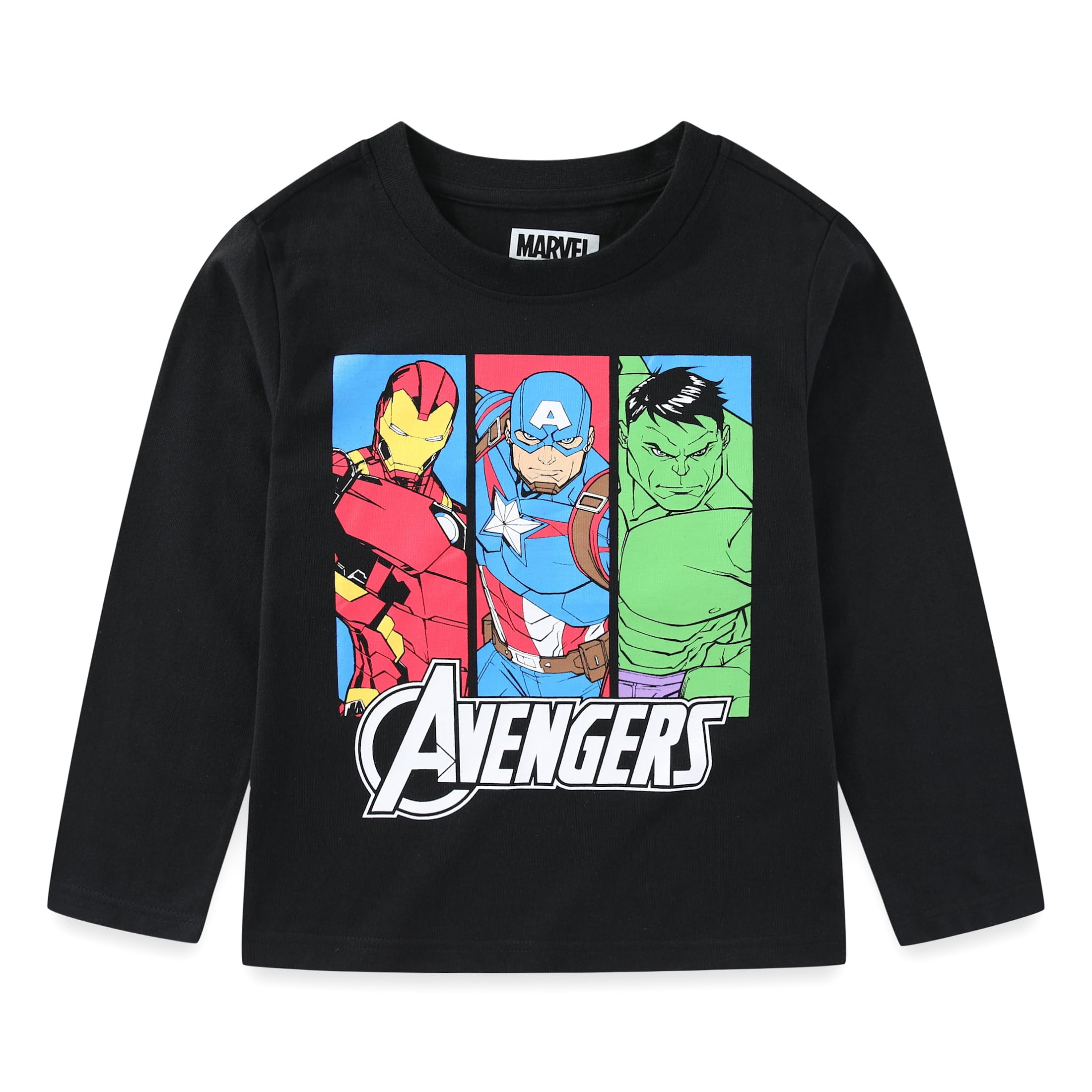 Marvel Avengers Iron Man Captain America Hulk Long Sleeve Shirt (Boys), 3 Pack, Sizes 3T-10