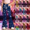 thumbnail image 2 of LRen Girls Flare Wide Leg School Uniform Pants Slim Fit Casual Preppy Dress with Pockets Flare Leg School Uniform Clothes Tween Denim Pants Age 13-14 Years, 2 of 5