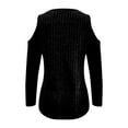 thumbnail image 5 of MIXUE Boho Tops For Women Summer Solid Color Ribbed V Neck Off Shoulder Long Sleeve Sexy Fashion T Shirts Sportswear,Black,L, 5 of 5