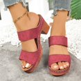 thumbnail image 2 of Ticikt Heel Solid Color Strap Sandals Elegant Summer Dressy Casual Comfortable Footwear, 2 of 7