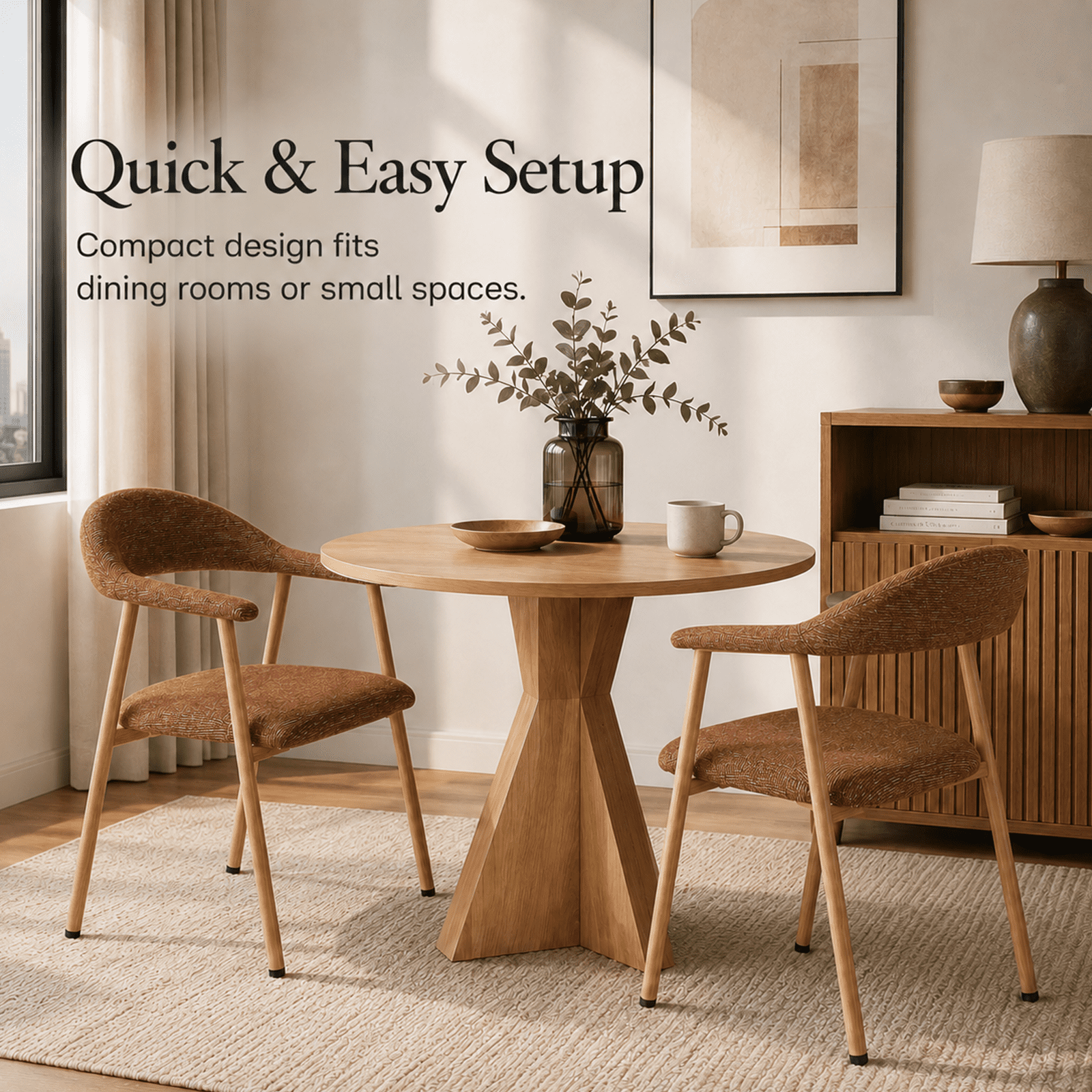 Alvantor Chairs Set of 2, A Modern Kitchen Side Chair Set with Curved Backrests and Linen Upholstery, Accompanied by Metal Decorative Chairs for Dining Room Kitchen Living Room Cafe