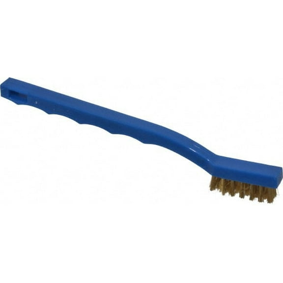Osborn - 3 Rows x 7 Columns Brass Scratch Brush - 3/8" Brush Length x 3/8" Brush Width, 7-1/2" OAL, 7/16" Trim Length, Plastic Handle (42 Pack)