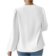 thumbnail image 4 of GaThRRgYP Plus Size Sweatshirts for Women,Women's New European and Chiffon Long Sleeved Shirt Loose Draped V-neck Top Pile Collar T-shirt White M, 4 of 4