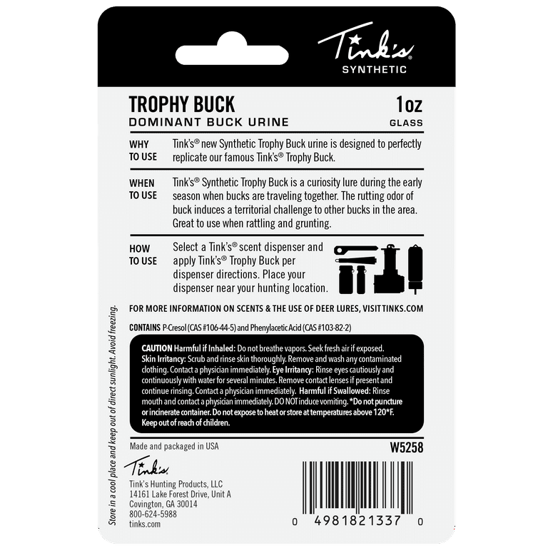 Tinks Trophy Buck Scent, Synthetic, 1 Oz - Walmart.com