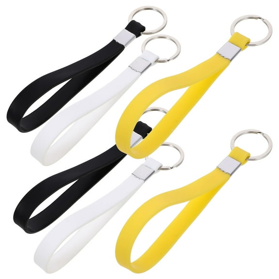 KALLORY 6-Pack Silicone Wrist Lanyard Keychain for Keys, Round Flat Design, Durable and Comfortable, Ideal for Everyday Use