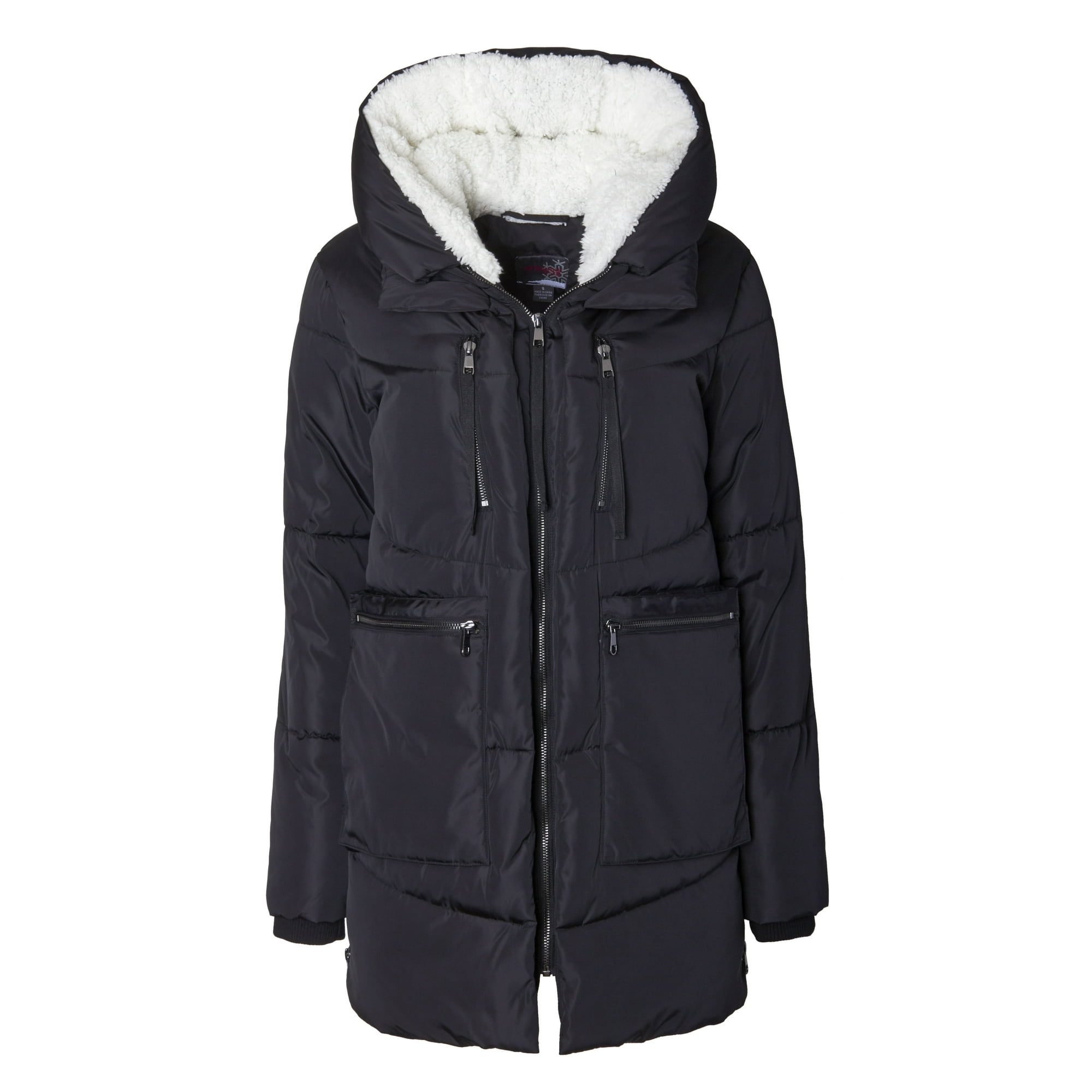 Sportoli Women Fashion Winter Side Zip Lined Puffer Parka Coat Sportoli Women Fashion Winter Side Zip Lined Puffer Parka Coat Sherpa Hood