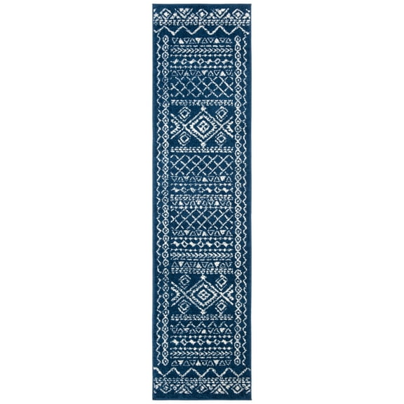 SAFAVIEH Tulum Ronald Oriental Runner Rug, Navy/Ivory, 2' x 15'