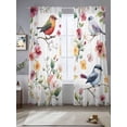 thumbnail image 2 of Colorful Flowers Sheer Curtains 96 Inch Length 2 Panels Set, Pastoral Floral Colorful Birds Voile Window Treatment Semi Sheer Long Curtains Drapes for Bedroom/Living Room/Kitchen 52"x96"x2, 2 of 7