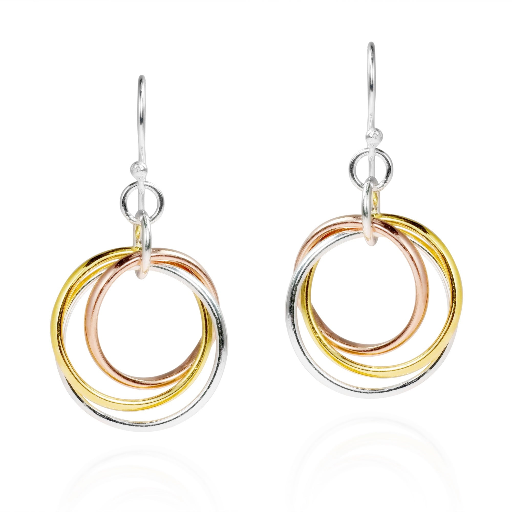 Tri-color Finish Open Circle Dangling Children's Earrings 