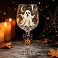thumbnail image 3 of Halloween Wine Goblets,Clear Stemmed Glass with Ghost and Star Pattern Decor,for Festival Dinner Table and Holiday Party Supplies, 3 of 5