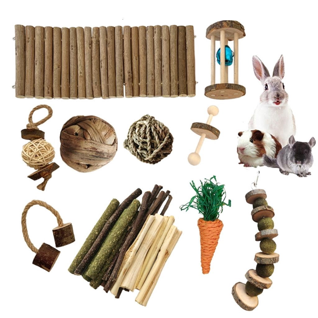 Natural Wooden Funny Toy Chew for Small Mouse RattanBalls Hamster Bridge Wooden Cage Accessories