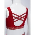 thumbnail image 6 of TiaoBug Kids Girls 2 Piece Gymnastics Dance Outfit Cheerleading Crisscross Back Crop Top with Shorts Set Burgundy 12, 6 of 7