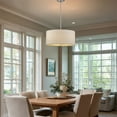 thumbnail image 3 of Kira Home Pearl 18" Drum Chandelier, Textured White Fabric Shade, Silver Pendant Light, Glass Diffuser, Brushed Nickel, 3 of 7