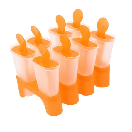 - Unique Bargains Home Orange Clear Plastic DIY Popsicle Making Ice Cream Mold Mould 8 Compartment