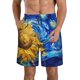 thumbnail image 1 of Balery Whimsical Sunflowers Night Sky Traje de Baño Estilo Hawaiano para Hombre, Shorts de Secado Rápido con Bolsillos-Large, 1 of 6