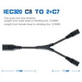 thumbnail image 3 of 2X IEC320 C8 to 2X C7 Y Split AC Power Cord, IEC Figure 8 Male to 2 Female 1 in 2 Out AC Power Cable, 3 of 8