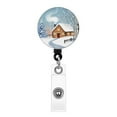 thumbnail image 1 of WIRESTER Retractable Badge Reels with Alligator Swivel Clip & Plastic Card Holder Strap, Round ID Badge Holders for Students, Teachers, Office Workers - Cottage Winter Christmas, 1 of 5