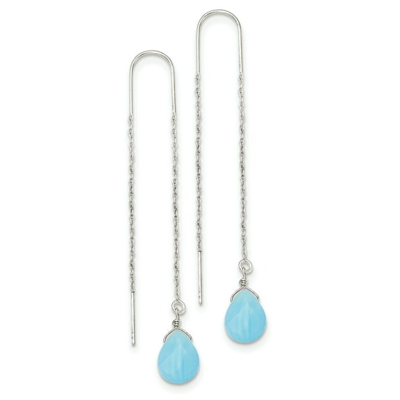 Primal Silver Sterling Silver Blue Agate Threader Earrings