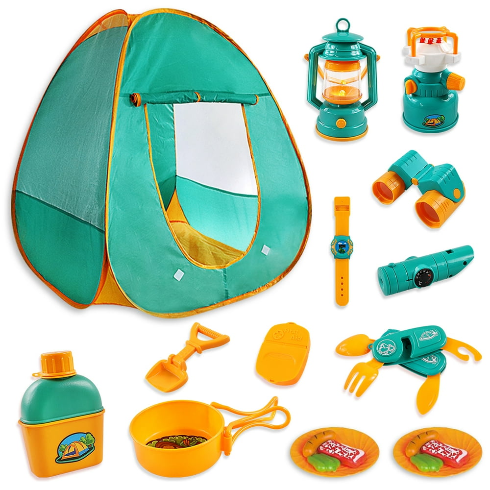 Kids Camping Set with Tent 20pcs Camping Gear Tool Pretend Play Set for Toddlers Outdoor Toy