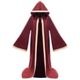thumbnail image 4 of Jsaierl Women's Hooded Velvet Long Cloak Cape with Contrast Trim Fantasy Wizard Halloween Cosplay Costume Coat, 4 of 5