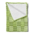 thumbnail image 2 of Abstract Soft Flannel Fleece Throw Blanket, Polka Dots and Checkered Pattern Textured Patchwork Simplistic Artwork, Cozy Plush for Indoor and Outdoor Use, 50" x 60", Lime and Pale Green, by Ambesonne, 2 of 5