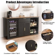 Long Coffee Bar Cabinet with Fridge Space, 70.1 M