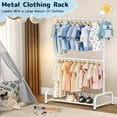 thumbnail image 7 of Double Rod Kids Clothing Rack with Bottom Shelf, Metal Garment Organizer for Shirts, Dance Costumes, and Baby Clothes (White), 7 of 7