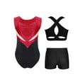 thumbnail image 5 of Hansber Girls Kids Gymnastics Outfits Sleeveless Crop Top Ballet Leotard with Shorts Set for Dance Class Burgundy Black 8, 5 of 6
