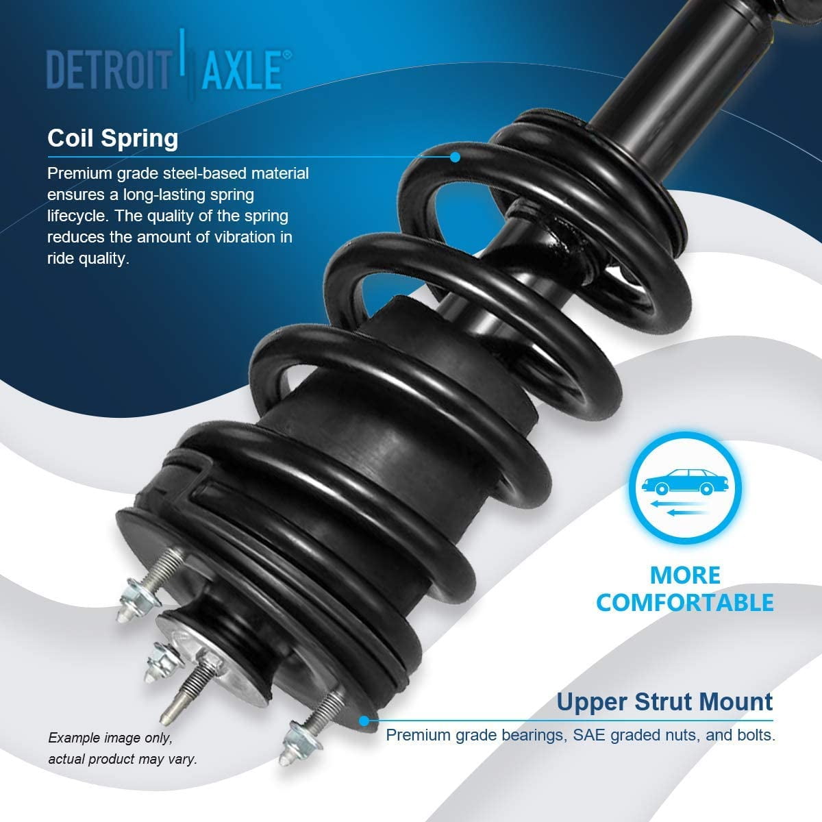 Detroit Axle - Front Struts for 4WD 2014-2018 Chevy GMC Silverado Sierra 1500 [w/o Magnetic Ride Control] Complete 2 Struts with Coil Spring 2015 2016 2017 Replacement Ready Struts Assembly