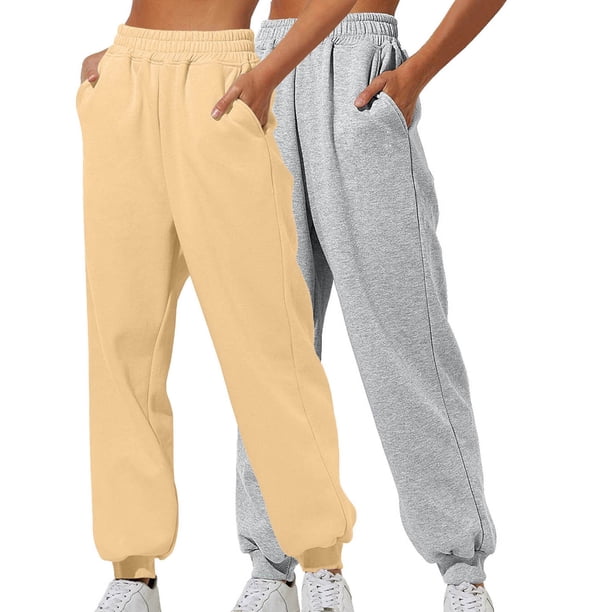 Puntoco 2 Pantalones De Chándal Informales De Color Sólido Para Mujer, Mallas Sueltas Para El Hogar, Pantalones Deportivos Gris L (Enviado Con Código Xl Cambiado)