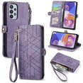 thumbnail image 1 of For Samsung Galaxy A23 5g Geometric Zipper Wallet Side Buckle Leather Phone Case(pink), 1 of 5