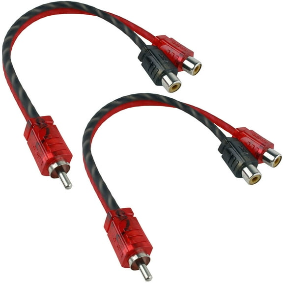 Ds18 Rca Splitter 1 Male to 2 Female Y Connector Car Audio Cable Rca1m2f 2 Pack