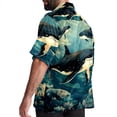thumbnail image 3 of Whale Men's Hawaiian Printed Short Sleeve Button Down Casual Beach Shirt's, Unisex, 3 of 6