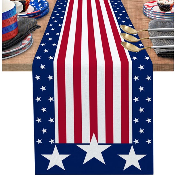 July Table Runner 13 X 72 Inches Patriotic Memorial Independence Day