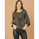 thumbnail image 3 of Blusa Lentejuela Cuello Redondo Mangas De Murciélago Casual Suelto Para Mujer Negro L Unique Bargains Blusa, 3 of 6