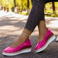 thumbnail image 2 of Pandaie Women's Slip on Casual Shoes Leather Espadrilles Wedge Loafers Round Toe Walking Office Business Work Fashion Sneakers Hot Pink 8, 2 of 8