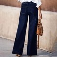 thumbnail image 6 of Aueoeo Women Lace Up Jeans Straight Wide Leg High Waisted Button Up Denim Jeans Loose Fits Trendy Trousers with Pocket, 6 of 8