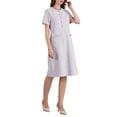 thumbnail image 4 of INSPIRE CHIC Women's Tweed Dress Button Decor Short Sleeve Elegant Work Sheath Dress S Purple, 4 of 5