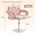thumbnail image 4 of Silla de Oficina FurnitureR Ajustable sin Ruedas con Tela Teddy Rosa, 4 of 8