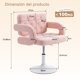 thumbnail image 3 of Silla de Oficina FurnitureR Ajustable sin Ruedas con Tela Teddy Rosa, 3 of 10
