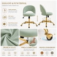thumbnail image 5 of Ktaxon Office Desk Chair Adjustable Flannel Computer Task Chair Small Rolling Vanity Stool with Wheels for Study Make-up Light Green, 5 of 11