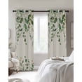 thumbnail image 3 of Sage Green Eucalyptus Blackout Curtains 72 Inches Long, Farmhouse Weeping Leaves Linen Thermal Insulated Black Out Curtains, Darkening Window Curtain Drapes for Bedroom Living Room 52"x72" 2 Panels, 3 of 9