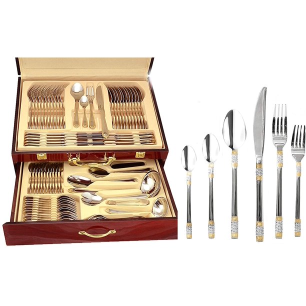 Venezia Collection "Luxor" 75Piece Fine Flatware Set, Silverware Cutlery Dining Service for 12