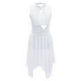 thumbnail image 4 of iiniim Kids Girls Lyrical Ballet Leotard Dress Cut Out Front Backless Mesh Tulle Skirt Dancewear White 6, 4 of 7
