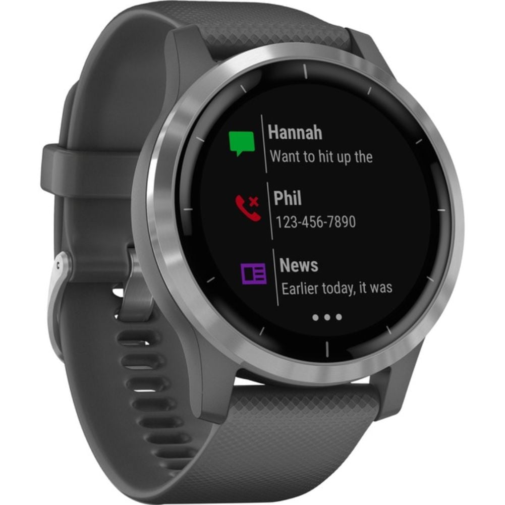 Garmin vívoactive® 4 Silver Stainless Steel Shadow Gray Case Silicone Band - Walmart.com