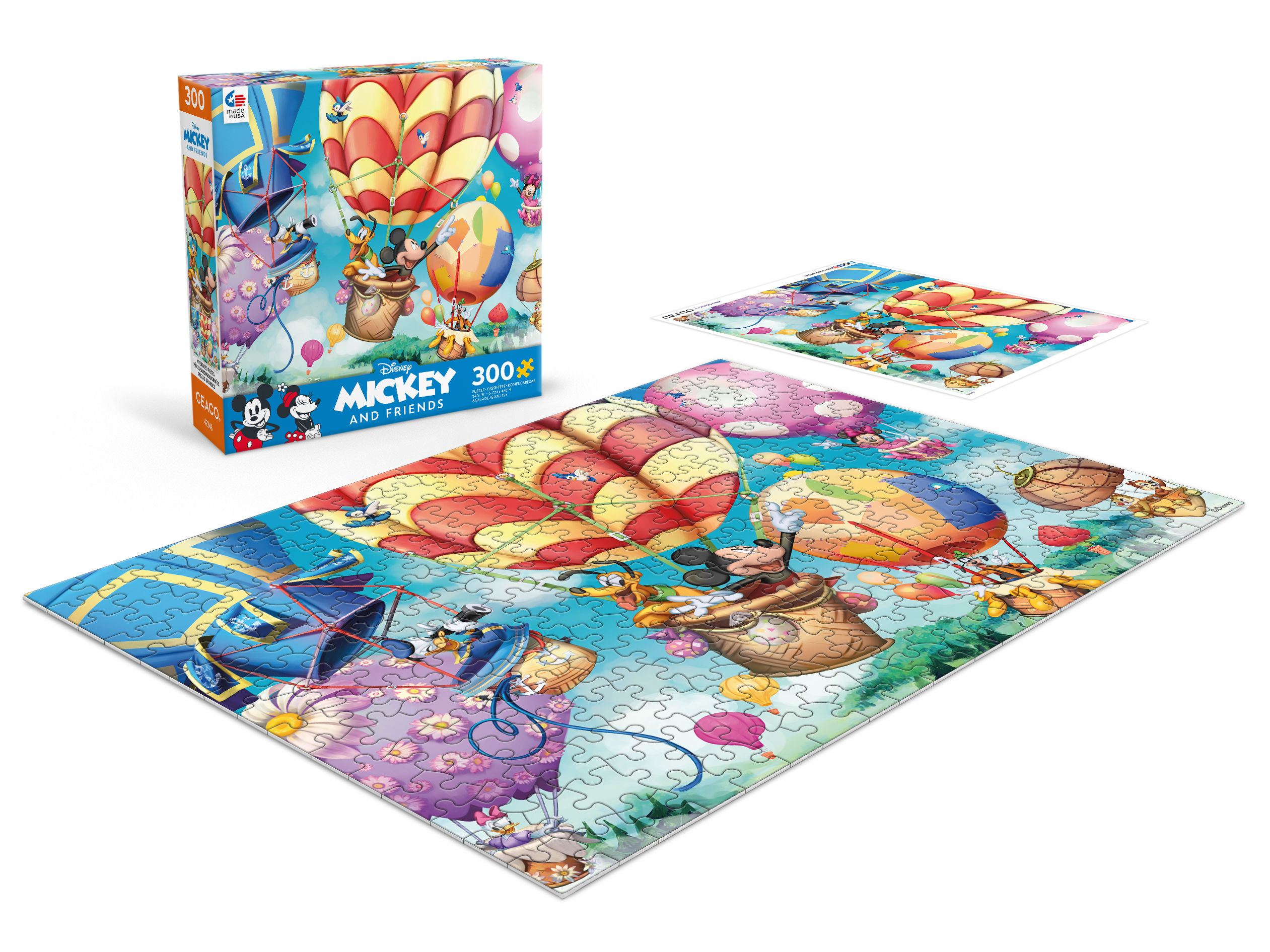 Ceaco Disney Mickey and Friends Hot Air Balloon 300-Piece Interlocking Jigsaw Puzzle for Children Ages 12+