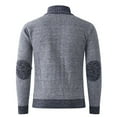 thumbnail image 6 of ZCFZJW Men's Classic Cardigan Sweaters Stand Collar Slim Fit Casual Full Zip up Long Sleeve Plaid Patchwork Knitted Sweater Outwear Jackets Tops with Pockets Dark Gray M, 6 of 6