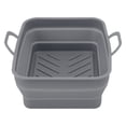 thumbnail image 4 of Lot de 2 pots de friteuse en silicone résistant à la chaleur, design rainuré facile à nettoyer, avec poignée, gris, 4 of 14