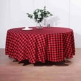 thumbnail image 5 of Efavormart 108" Round Black/Red Checkered Wholesale Gingham Polyester Linen Picnic Restaurant Dinner Tablecloth, 5 of 11