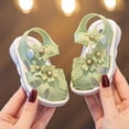thumbnail image 2 of LOVZFMLL Infant Baby Girls Sandals with Butterfly Flower Non-Slip Soft Sole Flats for Newborn Toddler Prewalker First Walking Crib Closed Toe Green 2-3 Years, 2 of 9